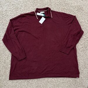 Hawker Rye Black Aiden Rugby Long Sleeve Sweater Polo Mens Size Large New